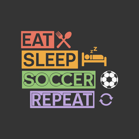Show your passion for the game with this "Eat Sleep Soccer Repeat" t-shirt. Perfect for any soccer enthusiast, this funny and relatable design captures the dedication of a true fan. Makes a great gift for players, coaches, and supporters.のイラスト素材