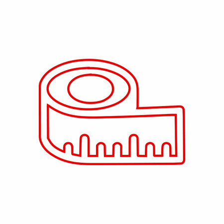 Measuring tape simple line art for construction building carpentry jobs. Tool and equipment icon symbol. Vector illustration design.のイラスト素材