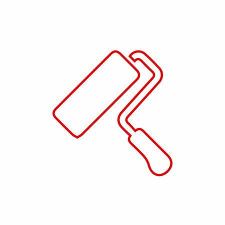 Paint roller simple line art for creative arts construction building projects. Tool and equipment painting icon symbol. Vector illustration.のイラスト素材