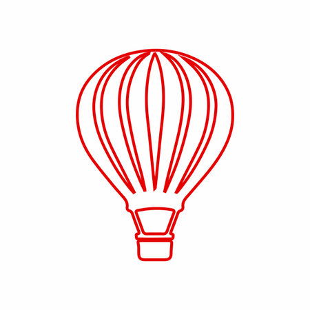 Icon of air balloon. Concept exploration travel air transport, journey and adventure. Line drawing design element graphic illustrationのイラスト素材