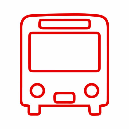 Simple bus outline transport vehicle for public auto services in urban traffic. Modern transportation flat design for print or web.のイラスト素材