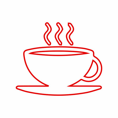 Coffee cup with steam outline vector illustration. Hot beverage drink isolated icon symbol design graphic.のイラスト素材