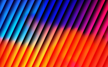 Dynamic abstract background with diagonal lines and vivid gradient color transition.の写真素材