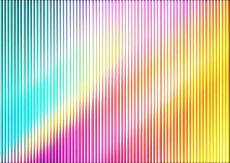 Smooth rainbow gradient transitions across numerous vibrant vertical stripes create a dynamic, modern abstract background.の写真素材
