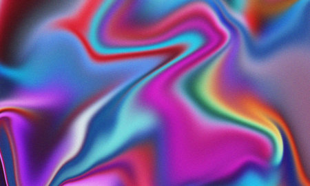 Vibrant holographic fluid gradient with grainy texture abstract neon colorsの写真素材