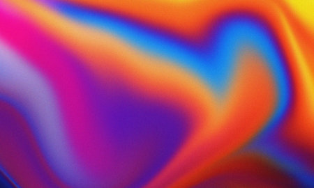 Vibrant holographic fluid gradient background with grainy texture effectの写真素材
