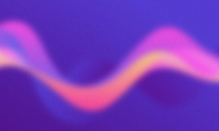 Vibrant retro grain gradient background with purple pink and orange wavesの写真素材