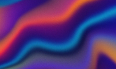 Vibrant grainy gradient background with wavy colorful abstract design texture.の写真素材