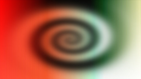 Dynamic visual effect of blending colors in a spiral pattern, suitable for modern designs and digital artwork backdrop.の写真素材
