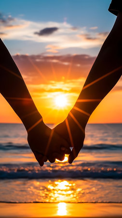 Symbol of love and unity with warm sunset glow, ideal for romantic, wellness, and relationship-themed designsの素材