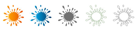 A vibrant paint splash graphic, part of a unified icon set. Features solid black vector elements, isolated on white, perfect for design projects.のイラスト素材