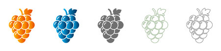 A flat, solid black vector illustration of a grapes cluster, isolated on a white background, part of a consistent icon set.のイラスト素材