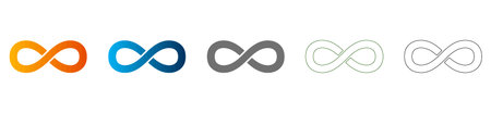 Flat icon symbol of infinity loop, solid black vector design, isolated on white background, part of a versatile icon set.のイラスト素材