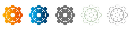 A flat icon representing a gear wheel, part of a cohesive icon set. Solid black vector graphic, isolated on white background, symbolizing settings.のイラスト素材