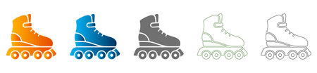 A simple flat icon representing roller skates, part of a consistent icon set. Solid black vector graphic, isolated on white.のイラスト素材