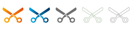 Flat icon of scissors, part of a consistent icon set. Solid black vector graphic isolated on white background.のイラスト素材