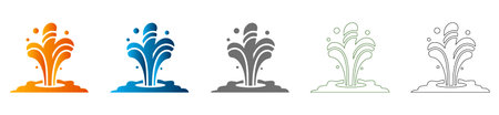 A geyser burst flat icon, solid black vector design, isolated on white, part of a consistent icon set.のイラスト素材