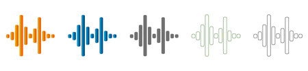 A diverse collection of modern audio sound wave equalizer icons, vividly illustrating dynamic...