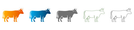 A simple flat icon of a cow, part of a versatile vector icon set. This isolated solid black graphic is ideal for modern design projects.のイラスト素材