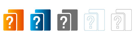 Flat icon set of question marks in different colors and styles, solid black outline, vector, isolated on white background.のイラスト素材