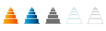 A set of solid black, flat icon pyramid charts in various colors on white background, vector...