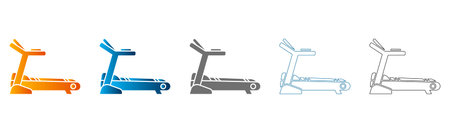 Flat icon set of scooters in various colors and styles, solid black outline, vector, isolated on...