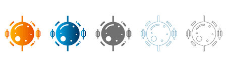 A collection of target icons in different colors and styles, presented as a flat icon set, solid black outline, vector, isolated on white background.のイラスト素材