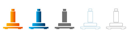 Set of simple flat icons representing a weighing scale in solid black and gradient colors, isolated...