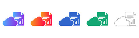 Cloud Document and Analytics scalable design Set icon set vol 044