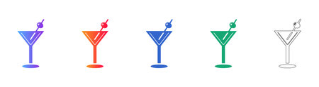 Cocktail Drink with Stirrer Icons vol 403