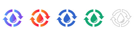 Water Drop Recycling scalable design Icon Set vol 958