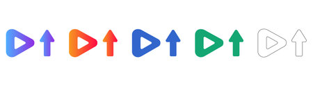 Play Button With Arrow Icon Set vol 30513