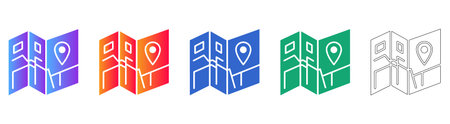 Isometric Map with Location Pin Icons vol 1278