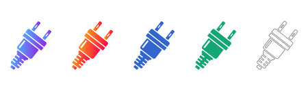Angled Electric Plug Icon Set vol 1483