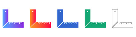 L Shaped Square Ruler scalable design Icon Set vol 1313