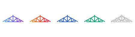 Overhanging Roof Truss scalable design Icon Set vol 1373
