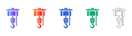 Industrial Overhead Crane Hook Icon Set vol 1608