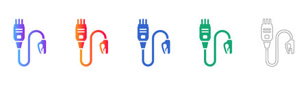 Industrial Cable Plug and Clamp scalable design Icon Set vol 2029