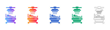 Neonatal Phototherapy Bed scalable design Icon Set vol 2082