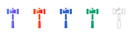Set of Colorful Rubber Mallet scalable design Icons vol 2302