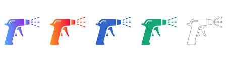 Spray Gun Tool and Equipment scalable design Icon Set vol 2548