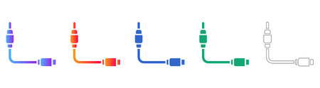 Audio Cable Connector Icon Set in Multiple Styles vol 3083