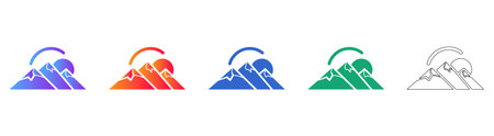 Mountain Landscape Nature Icon Set vol 3230のイラスト素材