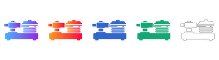 Industrial Lathe Machine Icons in Gradient and Line Art vol 3352