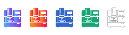 Automated 3D Printing Equipment Icons vol 3335