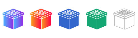 Isometric Storage Box Grid Icon Set vol 3517