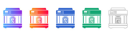 Industrial 3D Printing Station Icon Set vol 3610