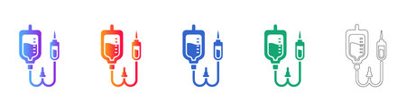 Medical IV Drip Infusion Set Flat Icons vol 3701のイラスト素材