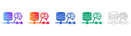 Database Brain Connection Icon Set vol 3807