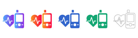 Heart Health Monitor Icon Set vol 24567